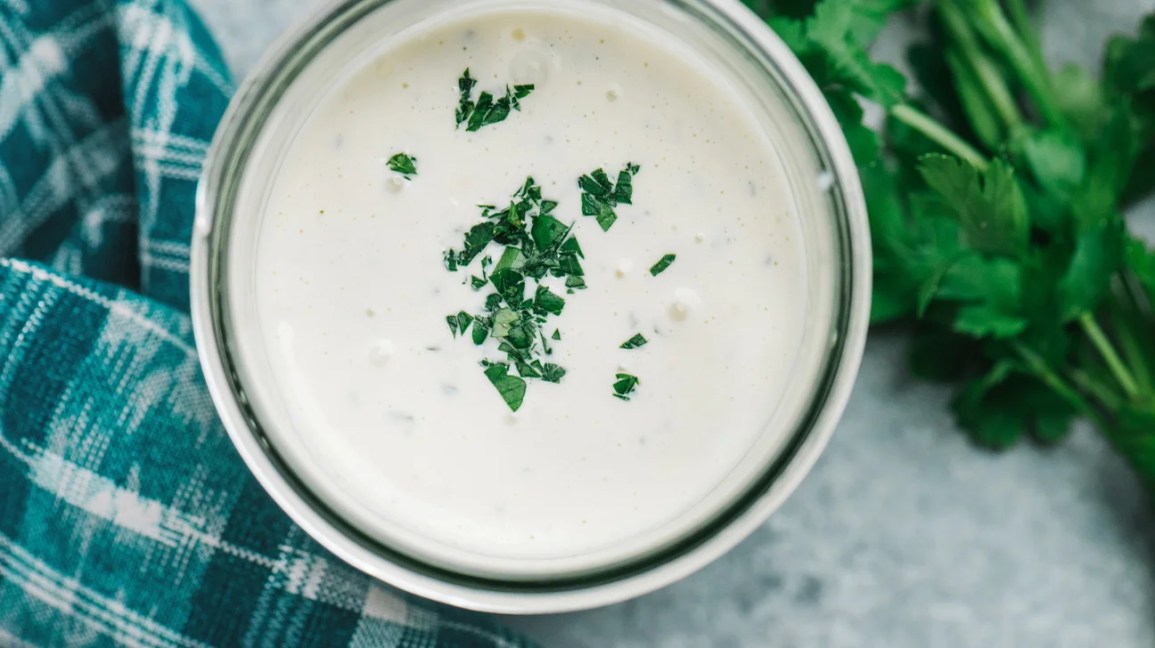 A bowl of sour cream ranch dip